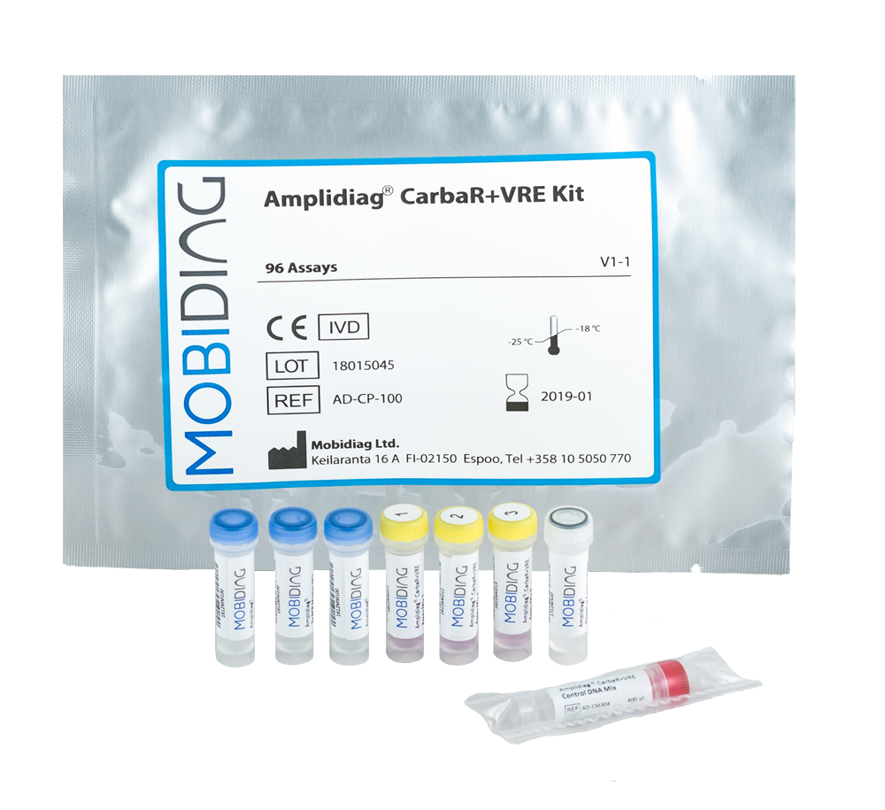 Amplidiag CarbaR+VRE, high-throughput molecular diagnostics of antibiotic resistances